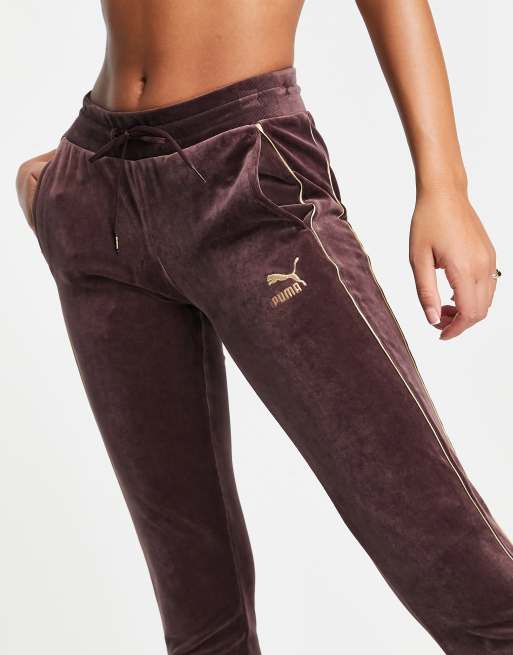 PUMA velour sweatpants in burgundy