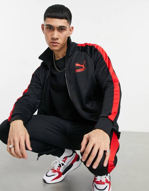 Puma Iconic T7 Veste de surv tement Noir et rouge