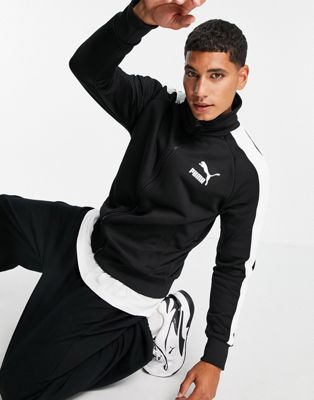 Puma iconic T7 zip up jacket in black