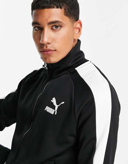 Puma iconic T7 zip up jacket in black