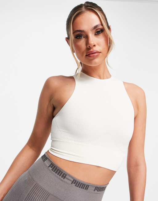Puma - Infuse - Crop top en maille EvoKnit - Blanc cassé