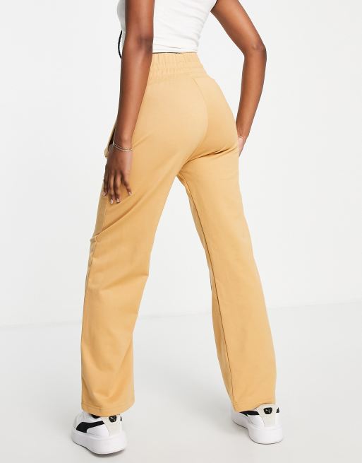 ASOS DESIGN Elastic Waist Tailored Trouser In Amber With Ivory