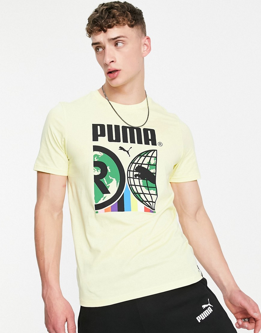 Puma international large graphic t-shirt in yellow