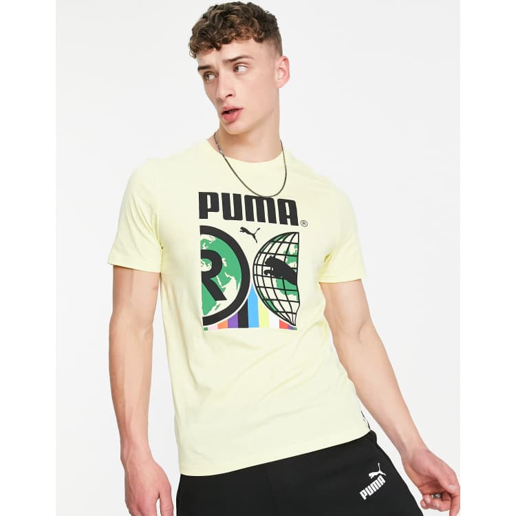 Puma international large graphic t shirt in yellow