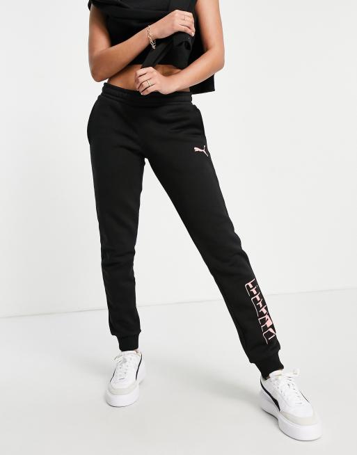 Puma joggers cheap black and white