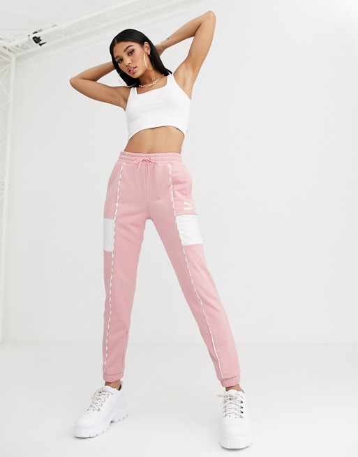 Puma Joggers with Piping in Pink