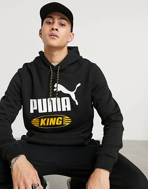 Puma King oversized logo hoodie in black | ASOS
