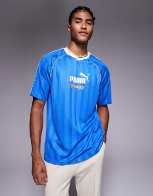 Puma King relaxed football jersey in mountain blue