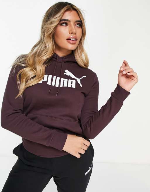 Puma large logo hoodie in burgundy | ASOS