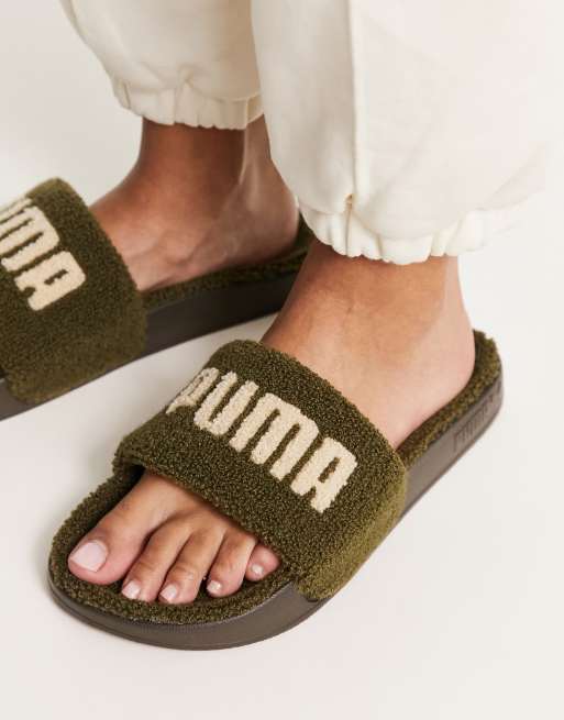 Khaki sale puma slides