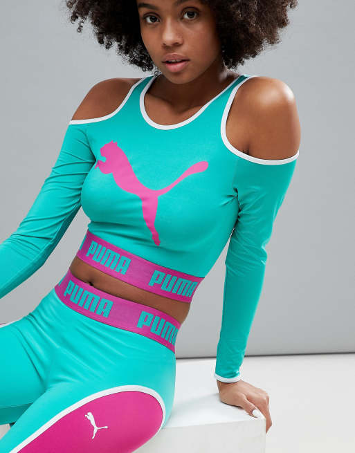Puma – Leggings mit Netzeinsatz in Rosa und Grün – Exklusiv nur bei ASOS, 3 von 4