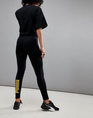 puma gold and black leggings