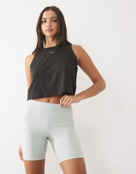 Puma Lightstride cropped running tank in green - view 1