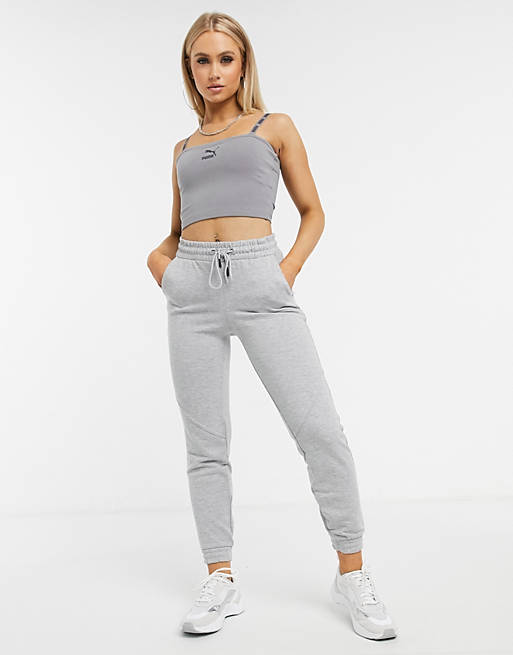 Exclusives Puma logo bralette in washed grey - exclusive to  