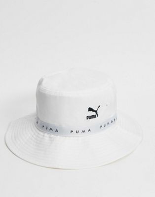 Puma logo bucket hat in white | ASOS