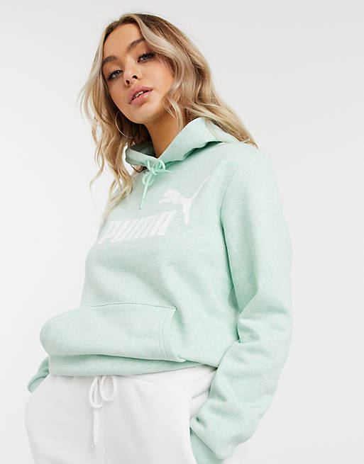 Puma logo hoodie in mint green | ASOS