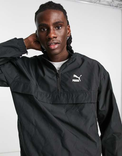 Puma logo quilted half zip jacket in black | ASOS