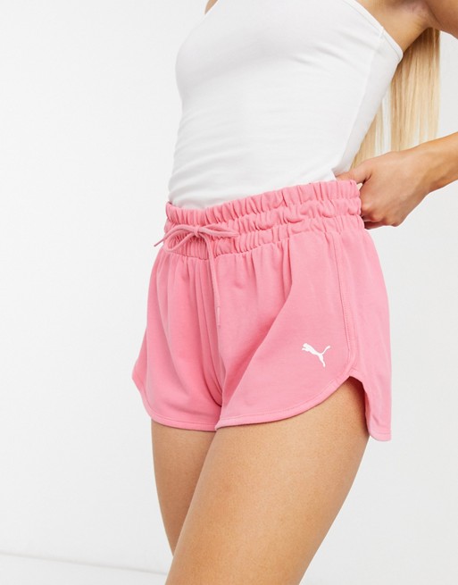 Puma logo sweat shorts in pink