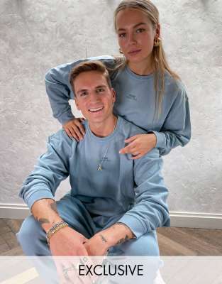 washed blue sweatshirt