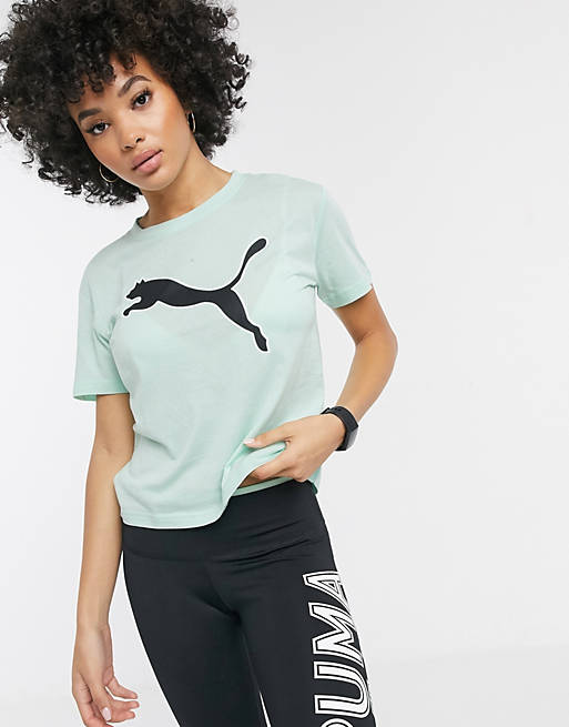 Puma logo t-shirt in green | ASOS