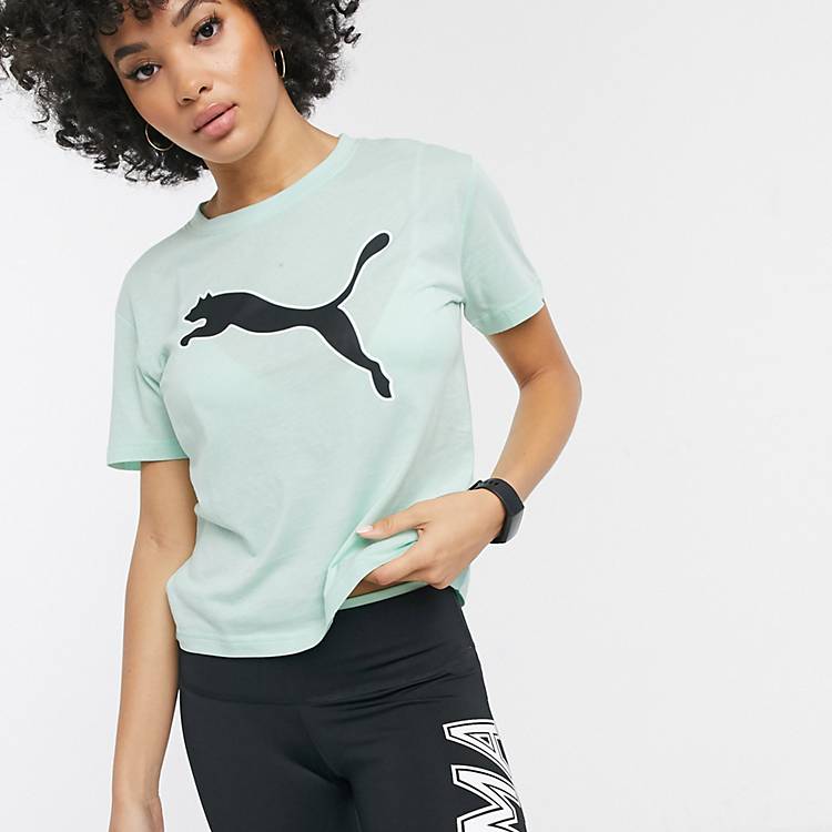 Puma logo t-shirt in green | ASOS