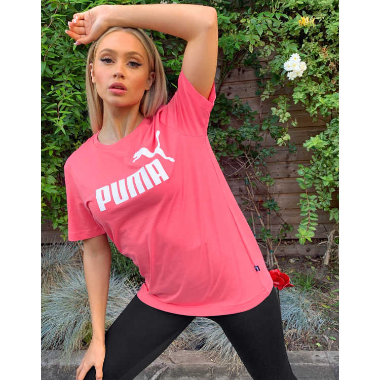 Puma logo t-shirt in ASOS | pink