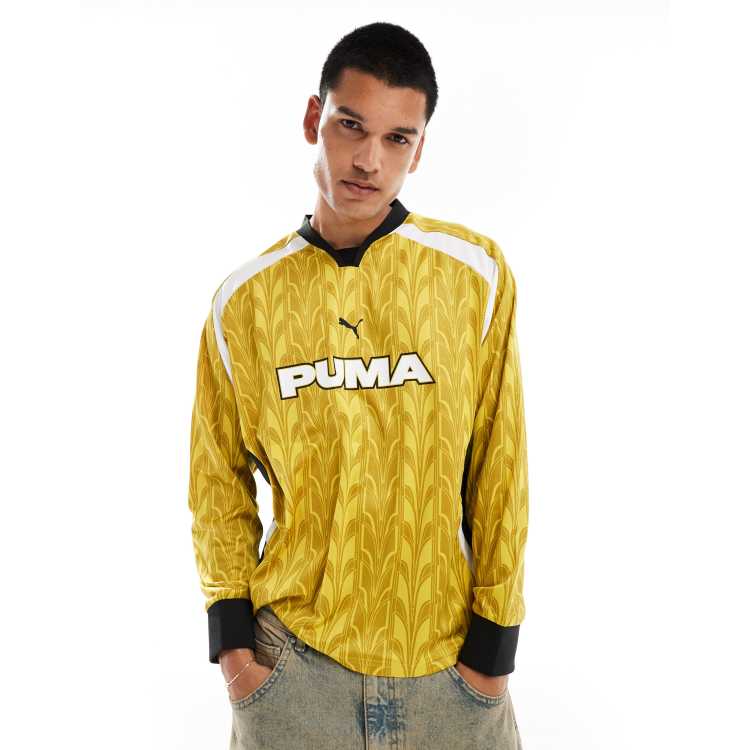 PUMA long sleeve football jersey in yellow