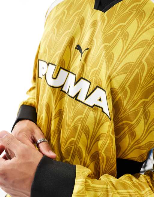 PUMA long sleeve football jersey in yellow