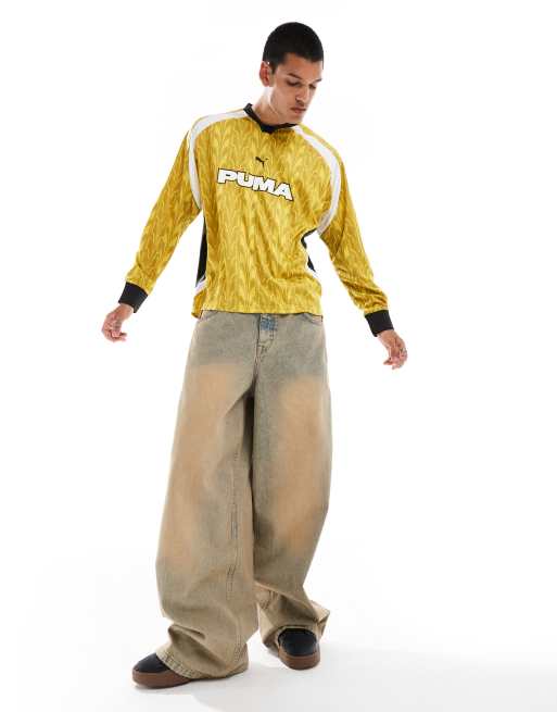 PUMA long sleeve football jersey in yellow