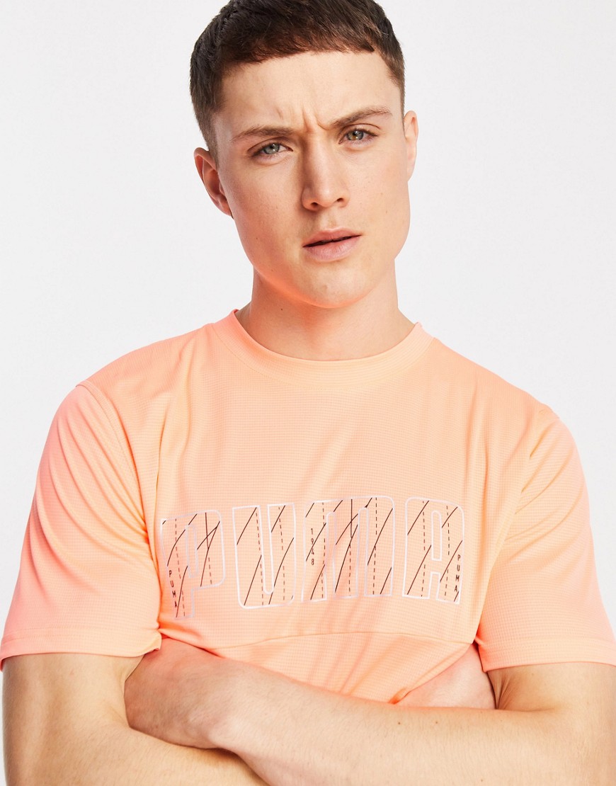 Puma – Löpning – Orange kortärmad löpar-t-shirt med logga