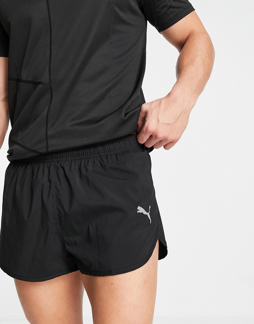 PUMA – Löpning – Svarta shorts med slits-Svart/a