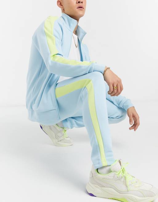 Puma luxe logo tracksuit bottoms in aquamarine