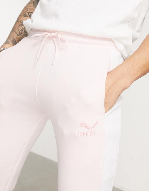 Puma luxe logo tracksuit bottoms in rosewater