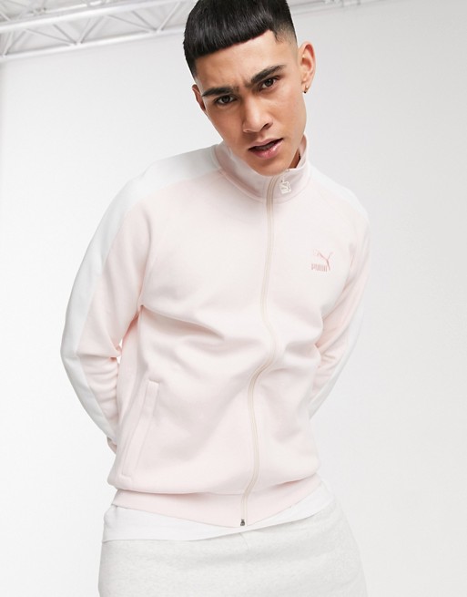 Puma luxe logo tracksuit top in rosewater