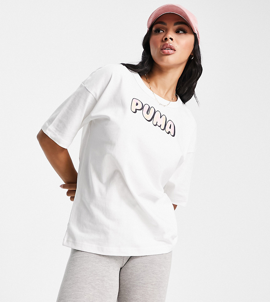 Puma marble bubble font t-shirt in pink and white - exclusive to ASOS