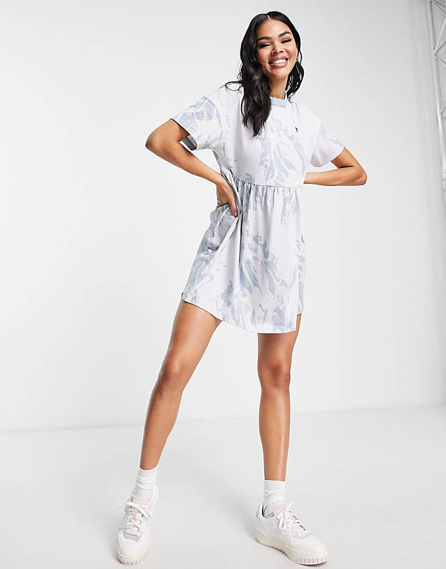 Puma - marble print babydoll dress in blue - exclusive to asos