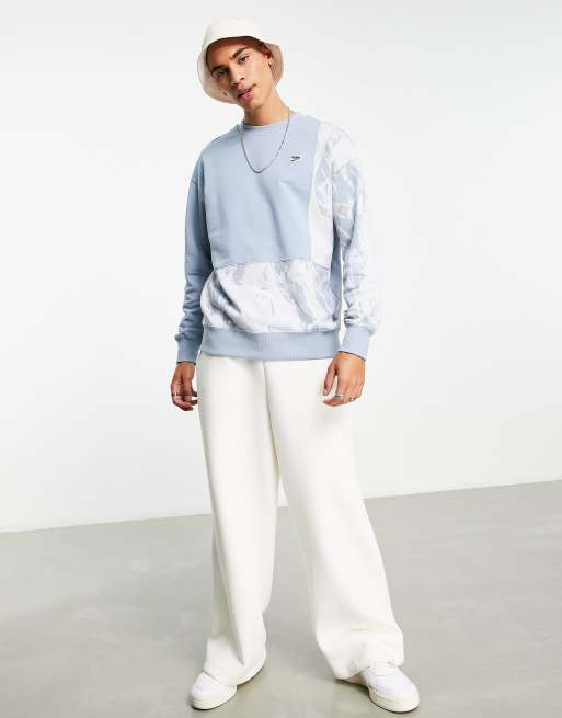 Puma marble print colorblock sweatshirt in blue - exclusive to