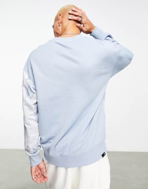 PUMA marble print colour block sweatshirt in blue | ASOS