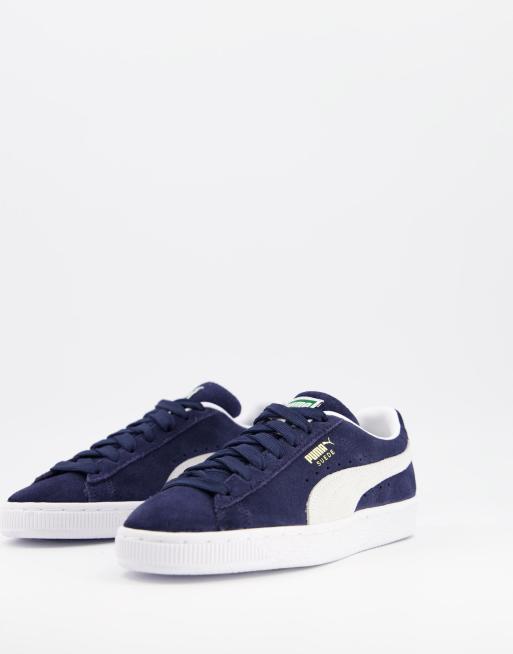 Puma – Marinblå klassiska sneakers i mocka