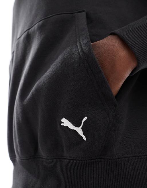 PUMA - Mas Tiempo - Felpa con cappuccio nera, 4 di 4