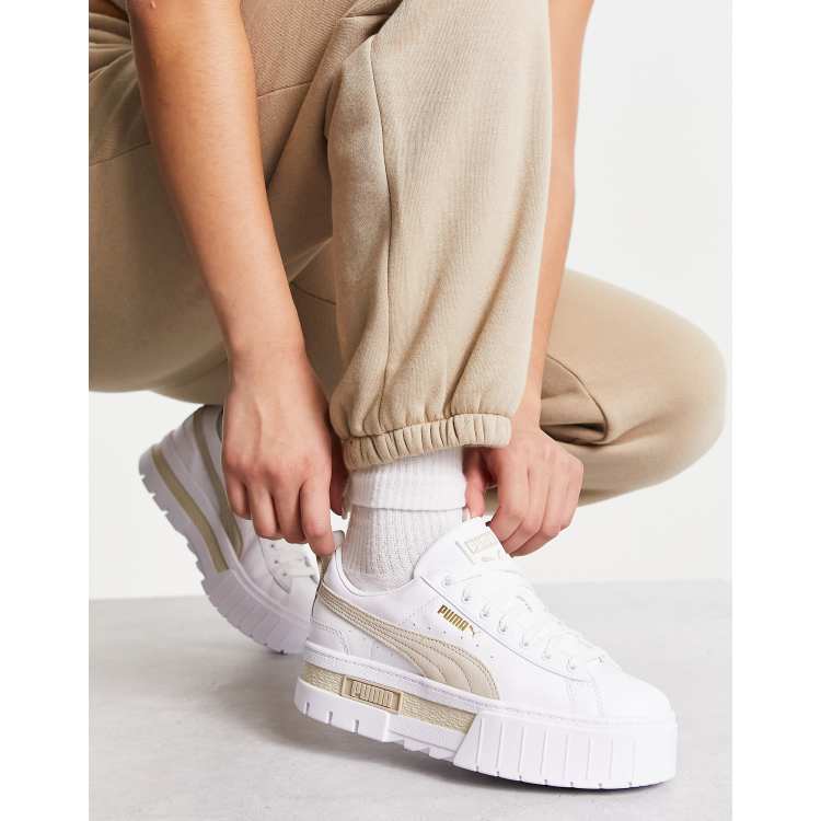 Puma Mayze Baskets plateforme Blanc et taupe ASOS