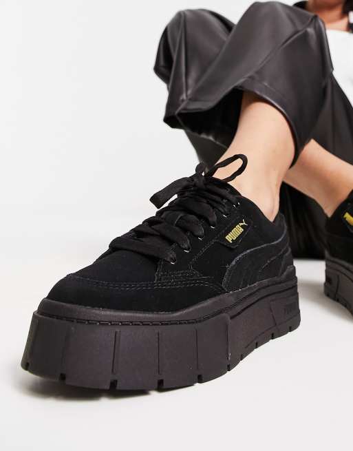 Puma Mayze Baskets semelle rainur e Noir triple ASOS