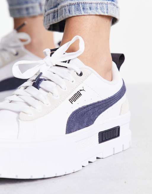 Puma Mayze Baskets chunky Blanc et bleu marine ASOS