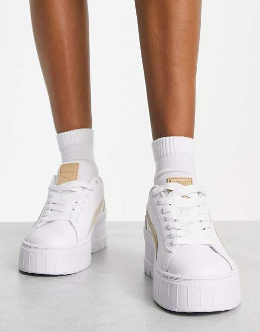 Puma Mayze Baskets compens es Blanc et gr ge ASOS