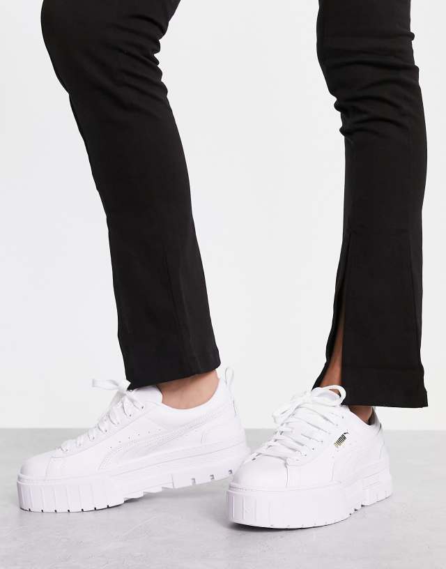 Puma Mayze chunky sneakers in triple white