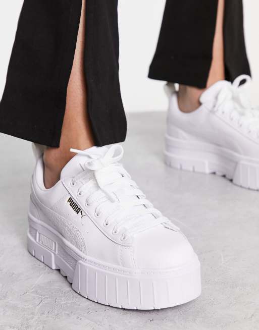 Witte sneakers met hoge zool sale