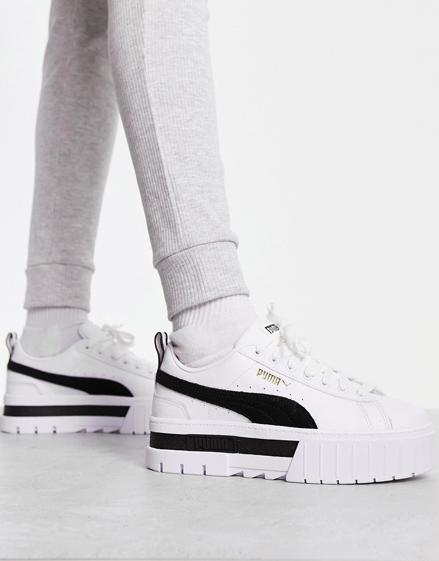 Puma Mayze Chunky Sneakers In White And Black