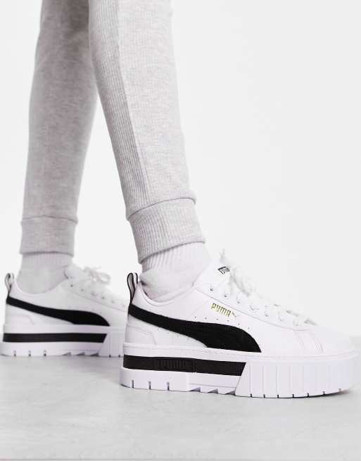 PUMA Mayze chunky sneakers in white and black