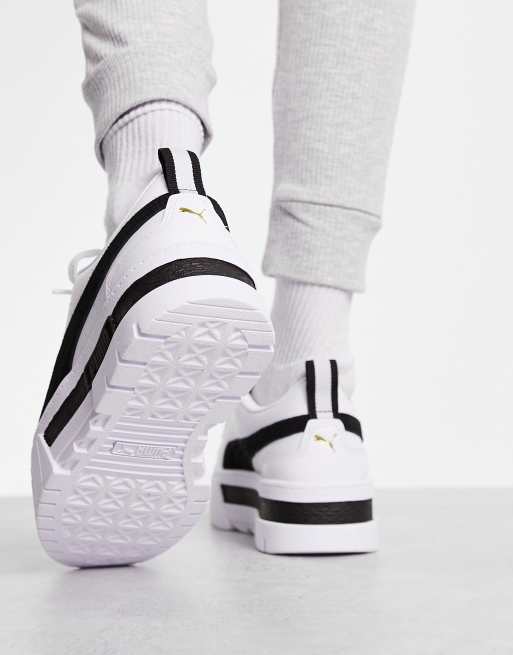 PUMA Mayze chunky sneakers in white and black