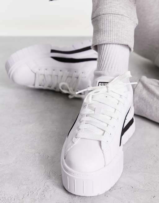 PUMA Mayze chunky sneakers in white and black | ASOS